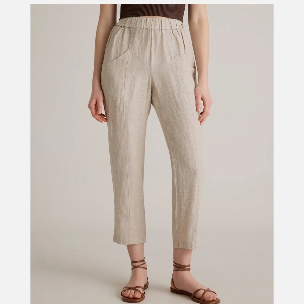 NWT Quince 100% European Linen Tapered Ankle Pants Flax Beach Vacation Resort XS